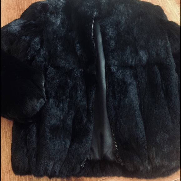 Jackets & Blazers - 🖤 Vintage Black Rabbit Fur Bomber Jacket Coat